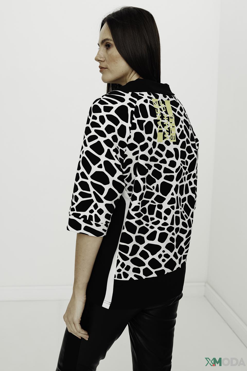 Блуза Tuzzi с принтом и капюшоном чёрно-белая