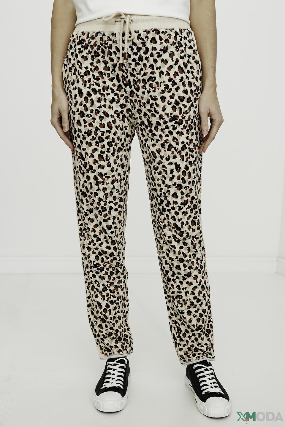 Брюки трикотажные Oui с леопардовым принтом