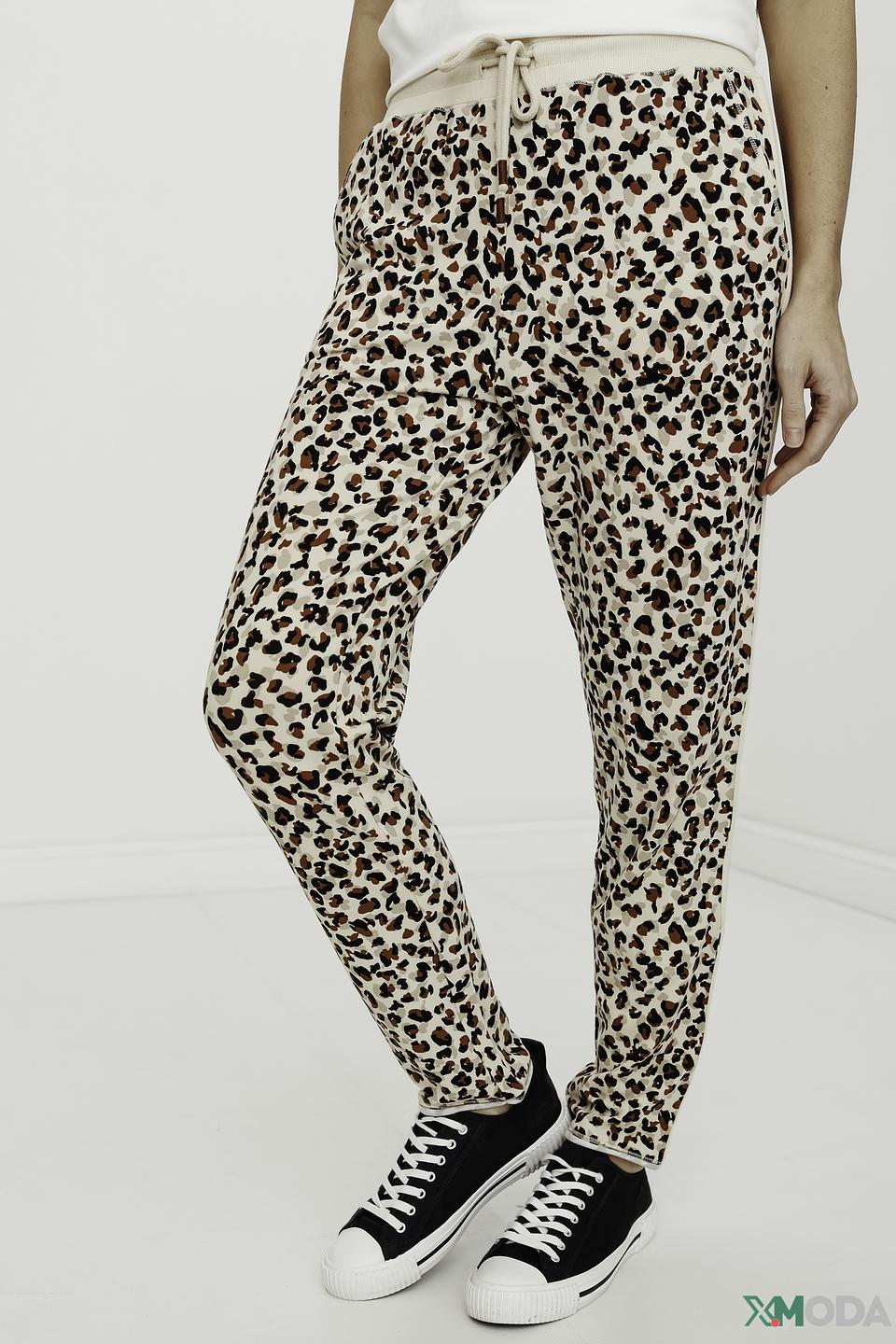 Брюки трикотажные Oui с леопардовым принтом
