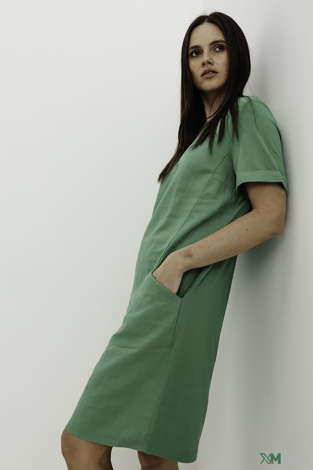 Платье Oui лен зеленое