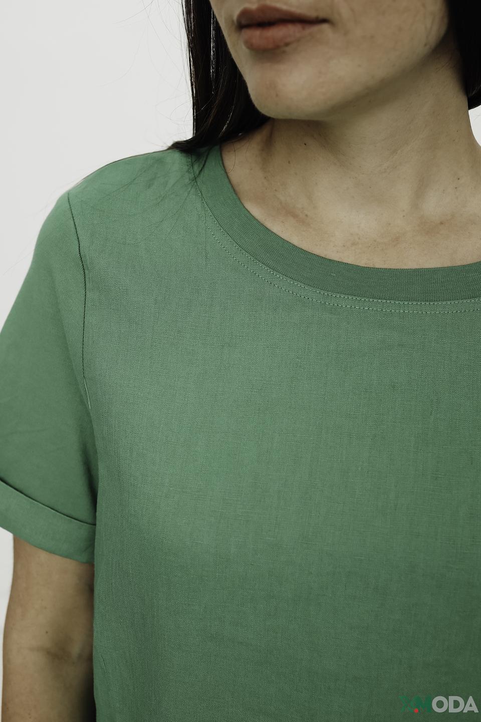 Платье Oui лен зеленое