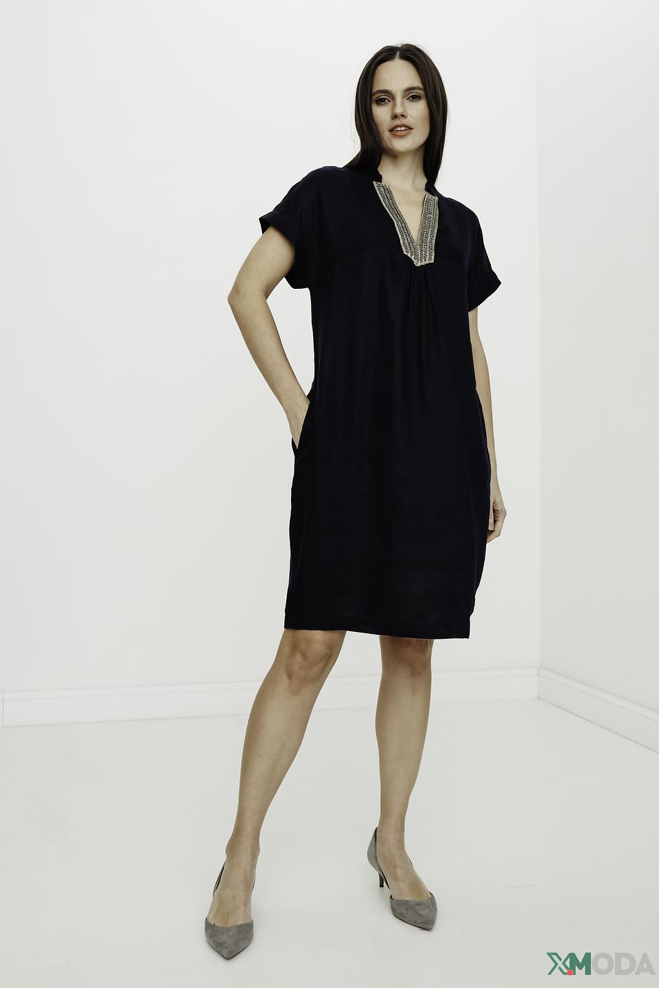 Платье Oui льняное черное