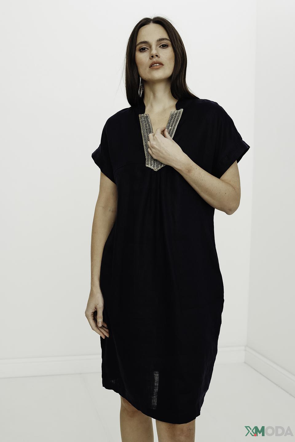 Платье Oui льняное черное