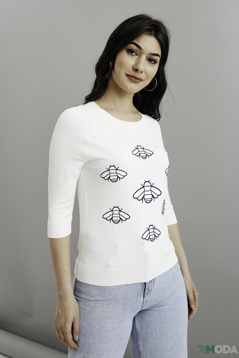Джемпер i Blues с пчелами белый