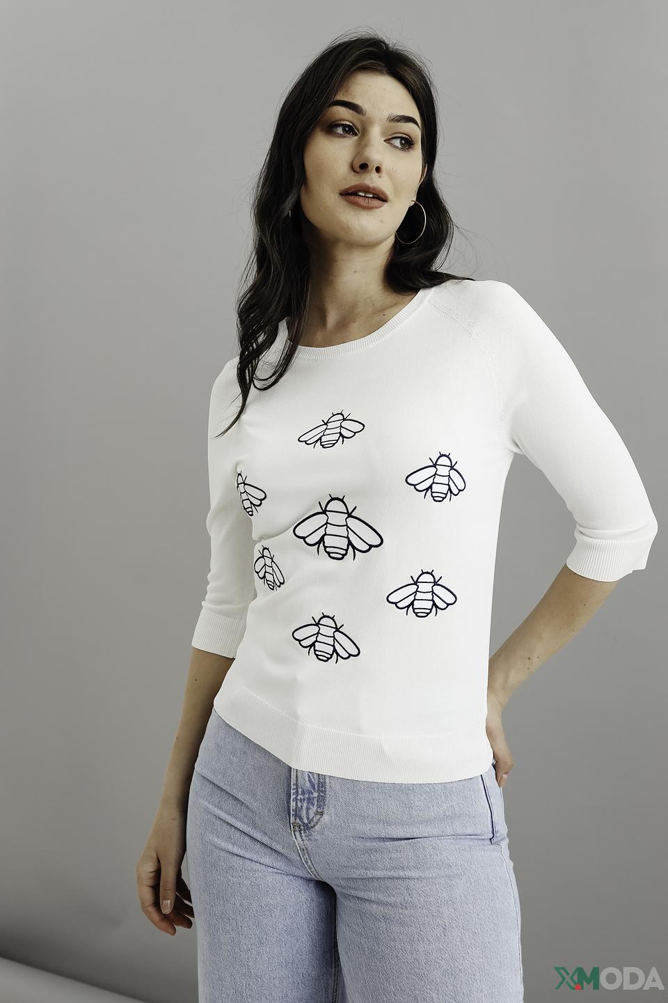 Джемпер i Blues с пчелами белый