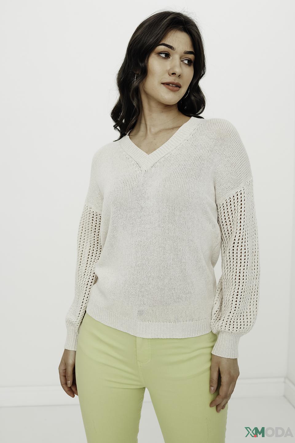 Пуловер Catnoir с V-образным вырезом бежевый