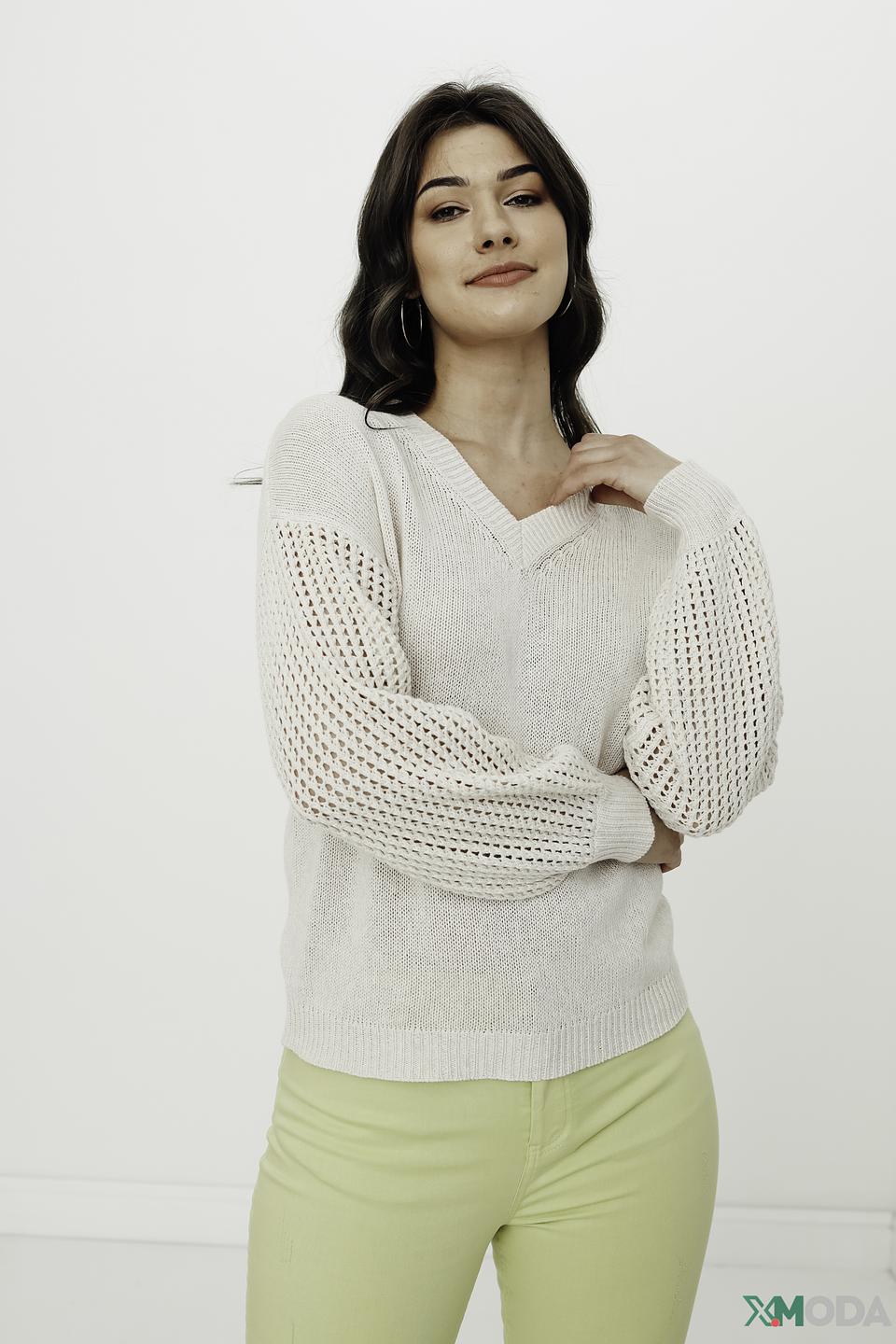 Пуловер Catnoir с V-образным вырезом бежевый