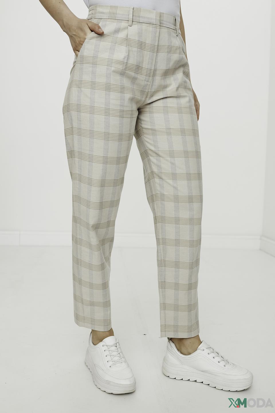 Брюки UNQ в клетку бежевые