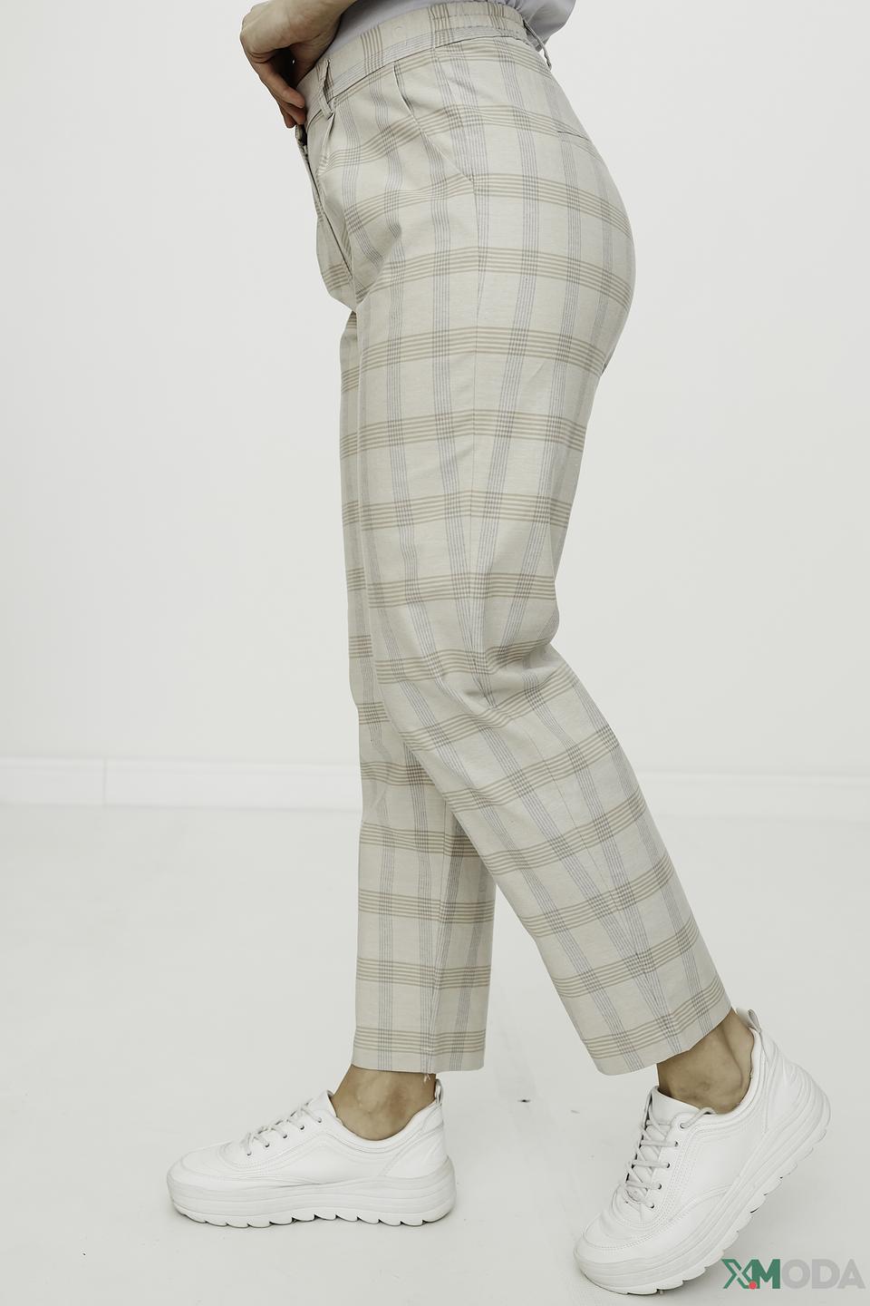 Брюки UNQ в клетку бежевые
