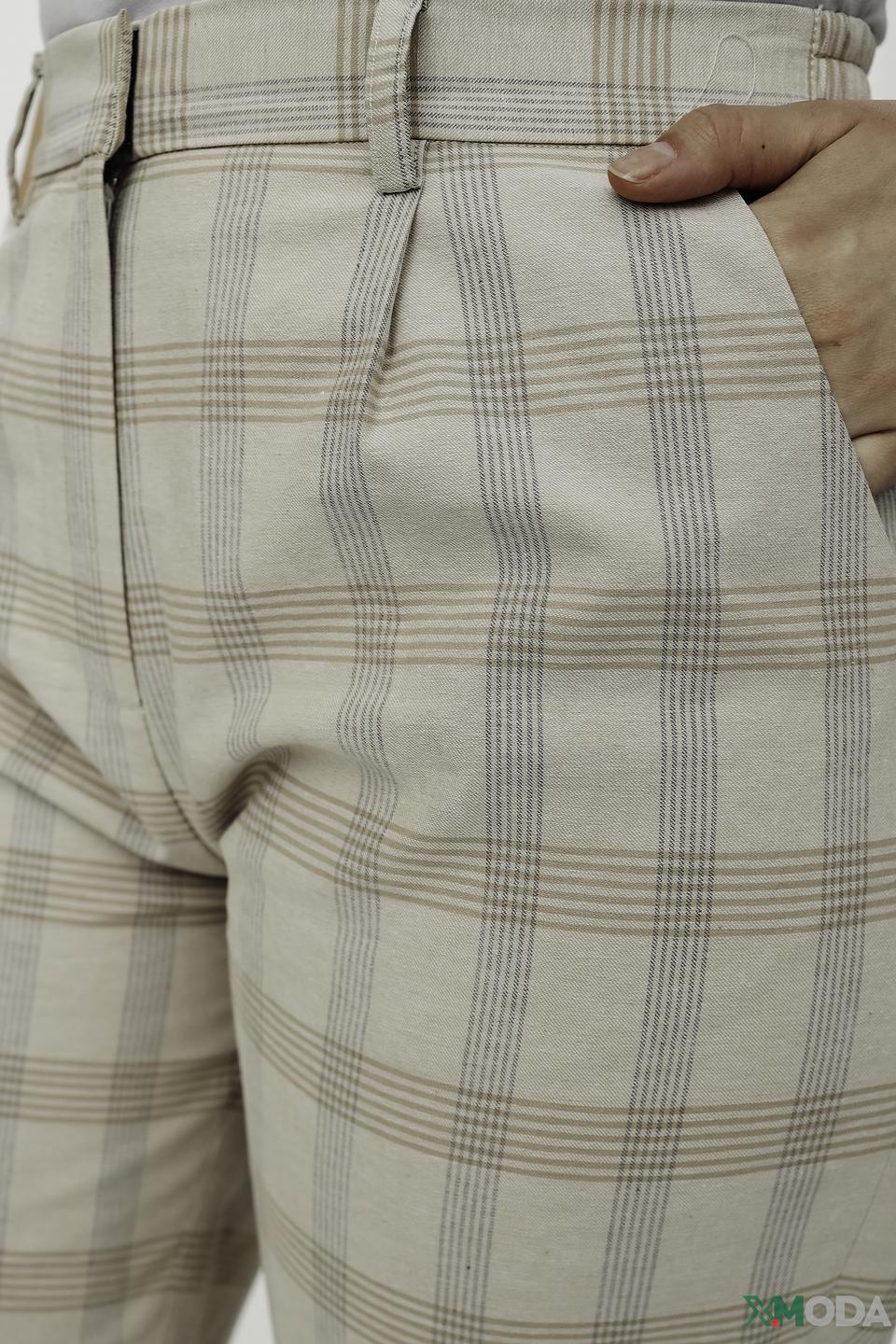 Брюки UNQ в клетку бежевые