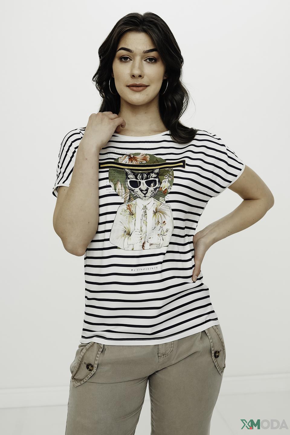 Футболка Catnoir в полоску с кошкой