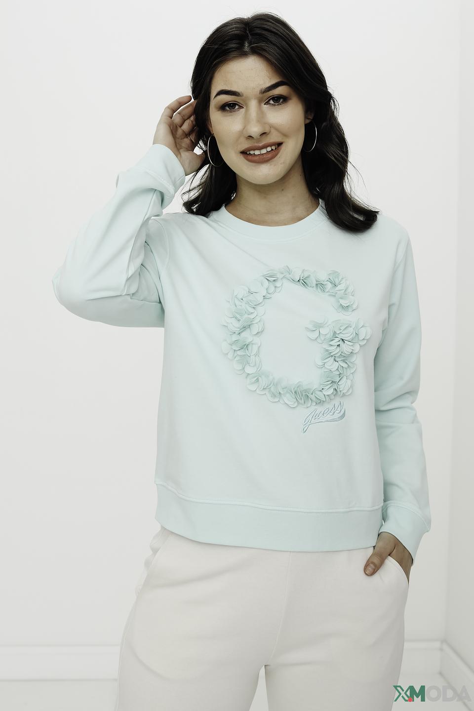 Джемпер Guess с цветами мятный