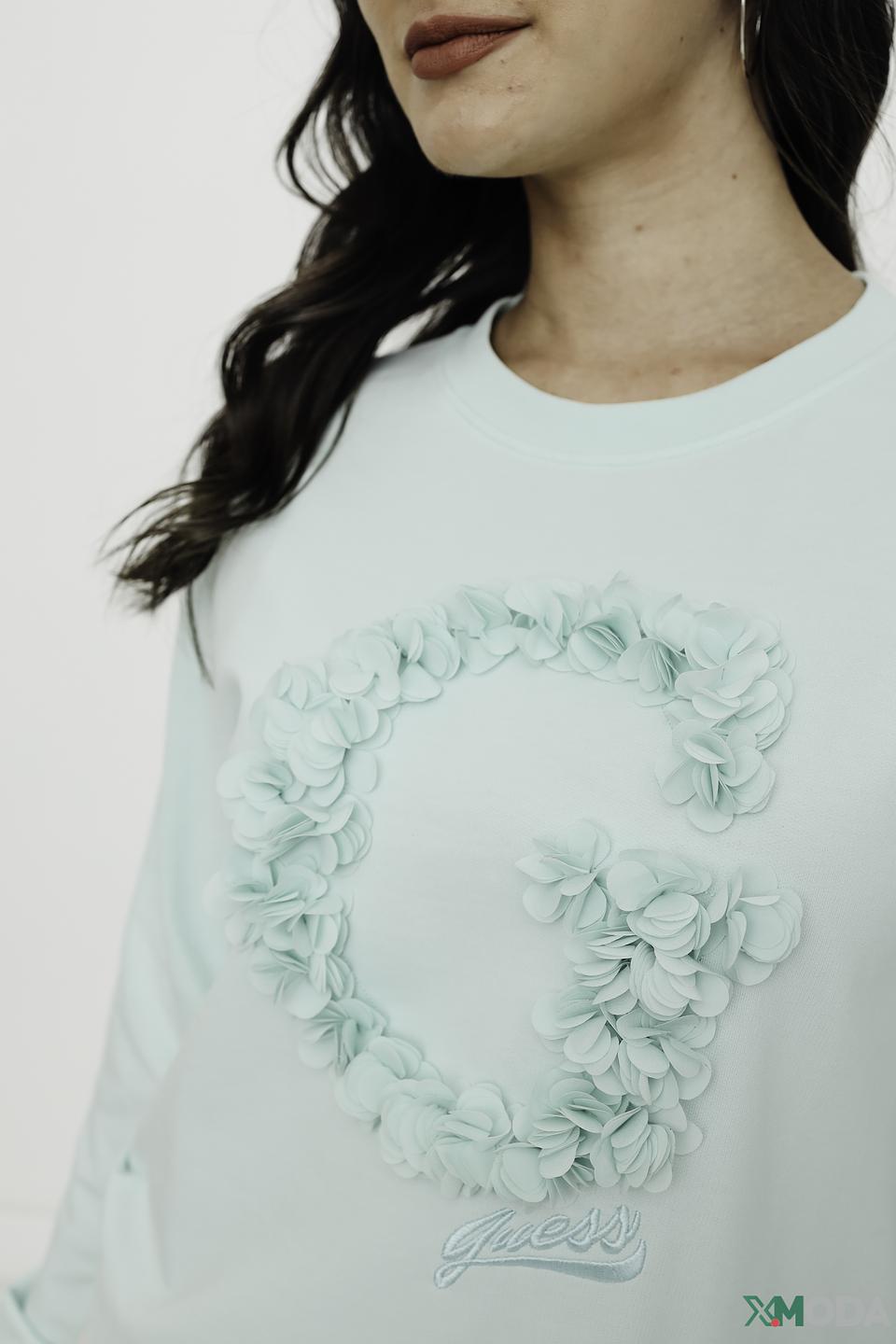 Джемпер Guess с цветами мятный