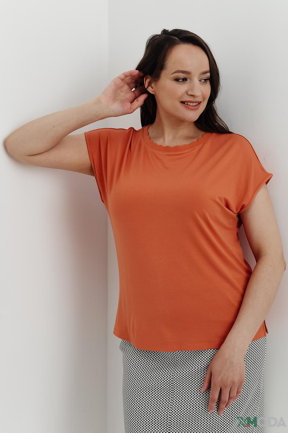 Футболка Lebek оранжевая с рукавами