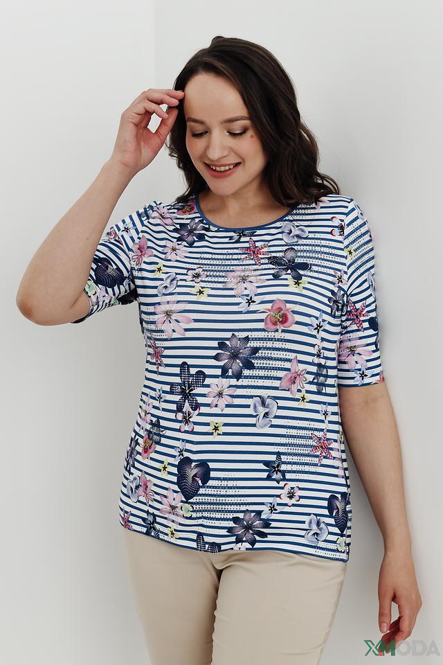 Блуза Rabe collection в полоску с цветами