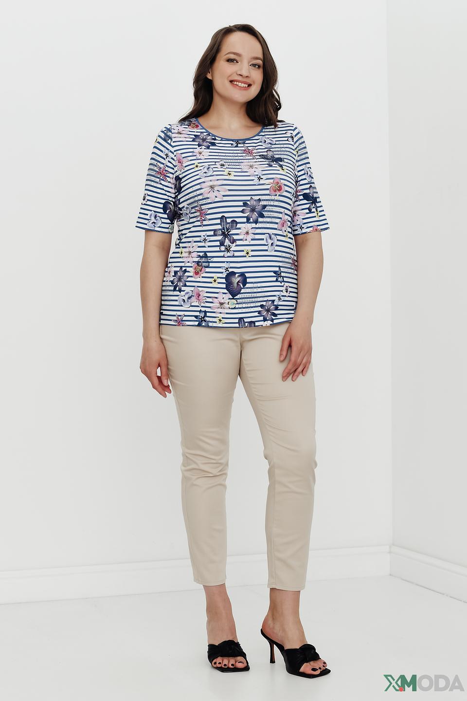 Блуза Rabe collection в полоску с цветами