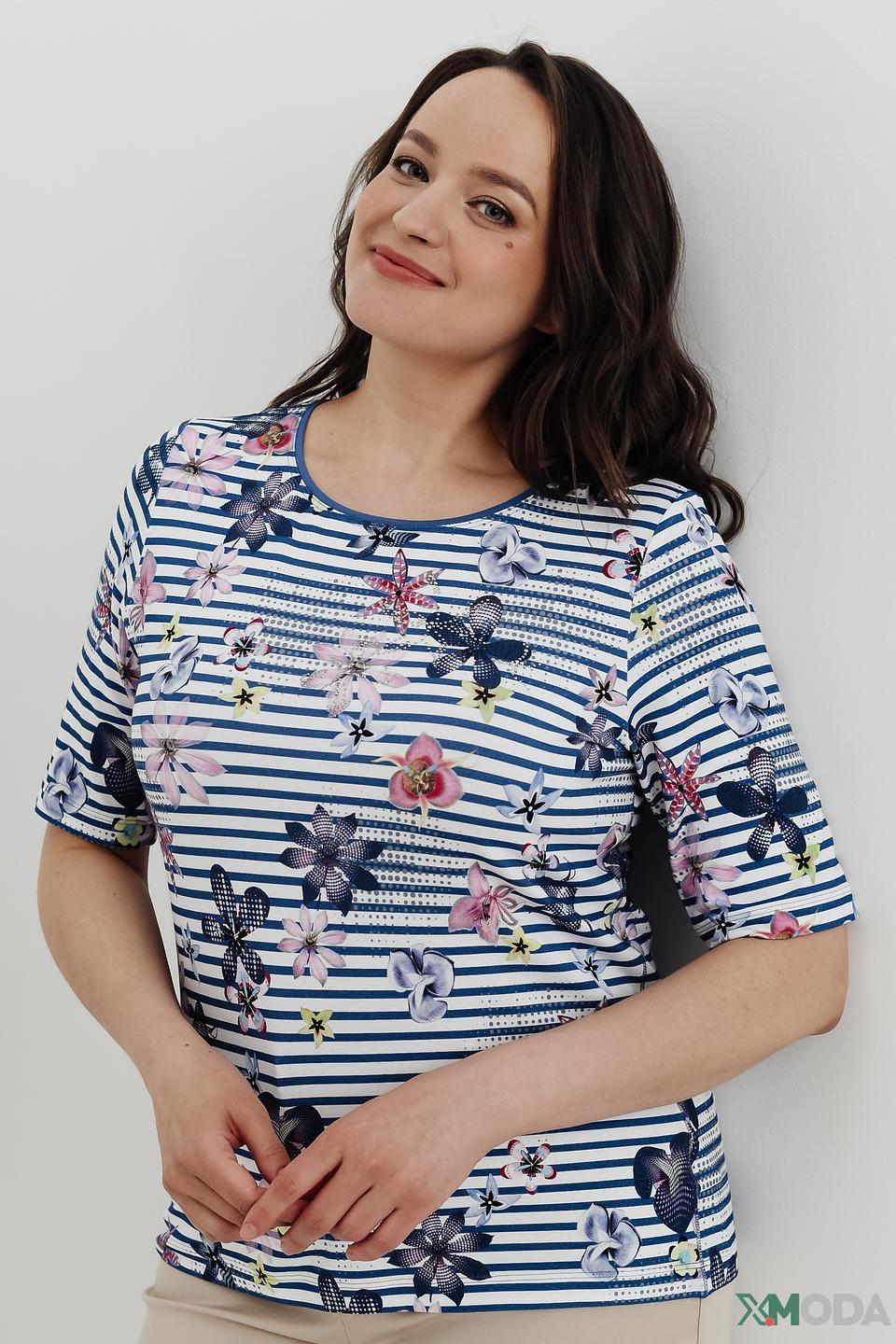 Блуза Rabe collection в полоску с цветами