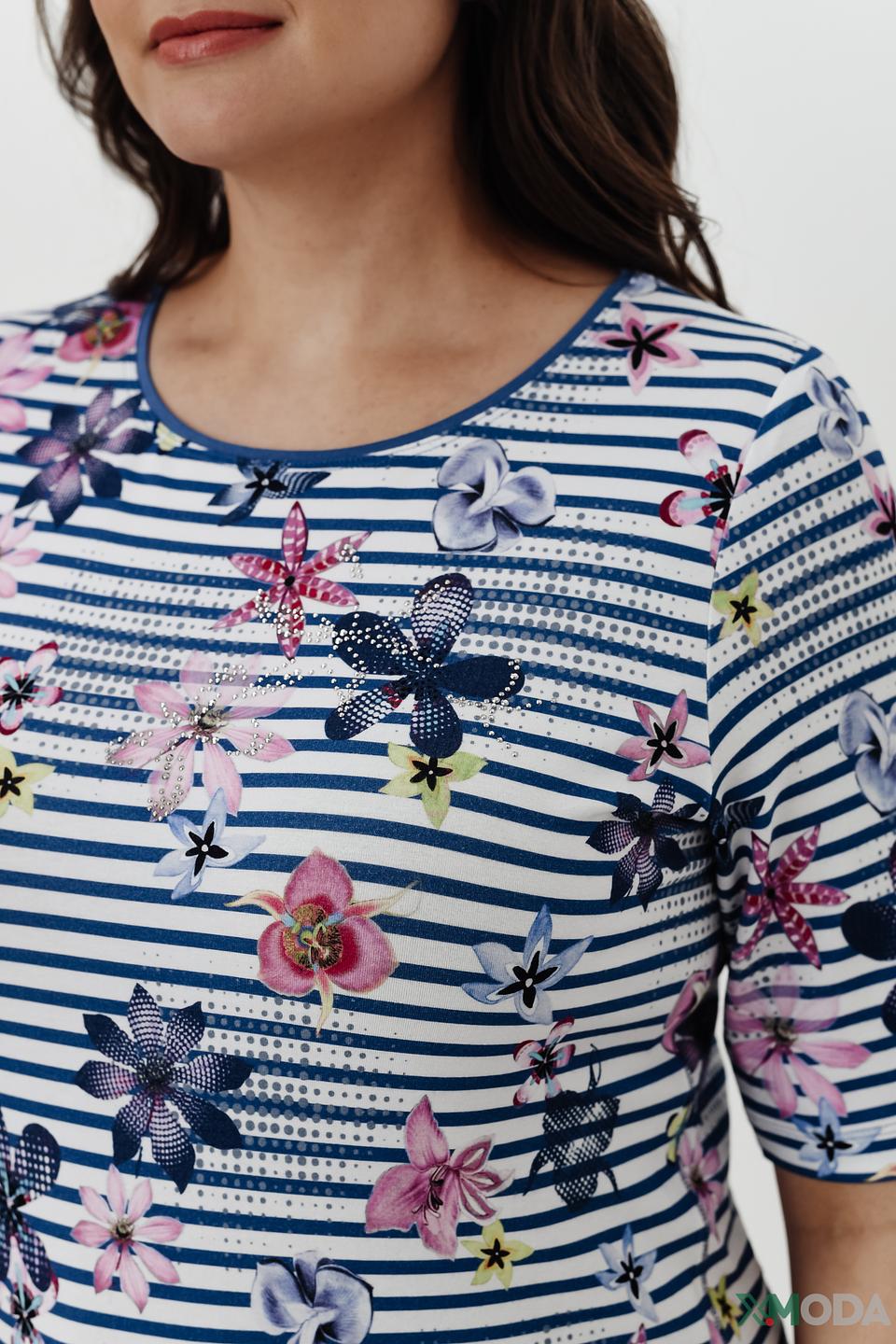 Блуза Rabe collection в полоску с цветами