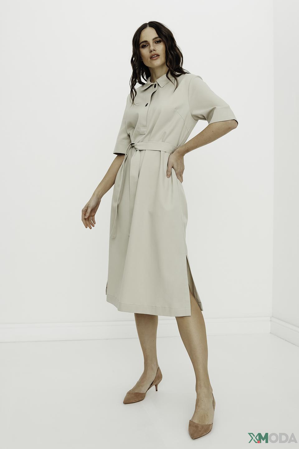 Платье UNQ приталенное бежевое