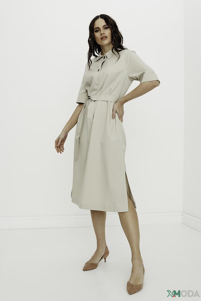 Платье UNQ приталенное бежевое