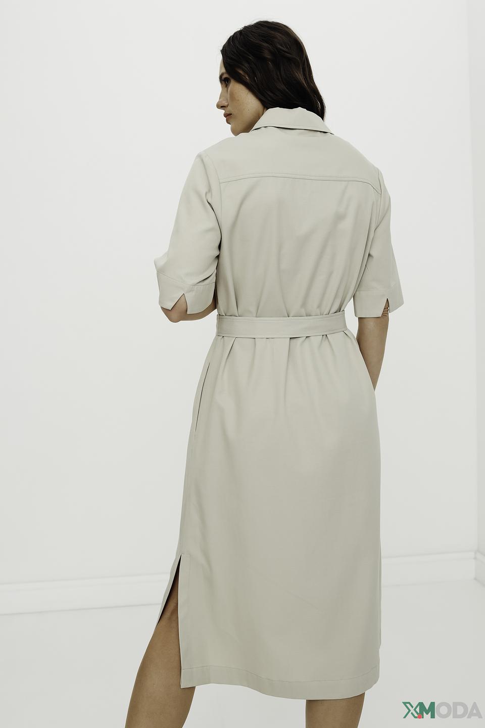 Платье UNQ приталенное бежевое