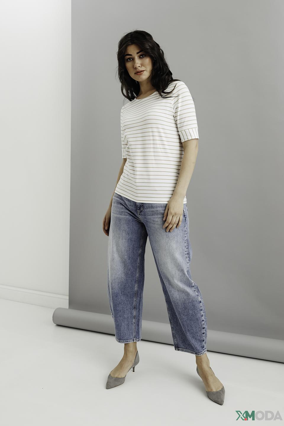 Футболка Bianca в полоску бежевая