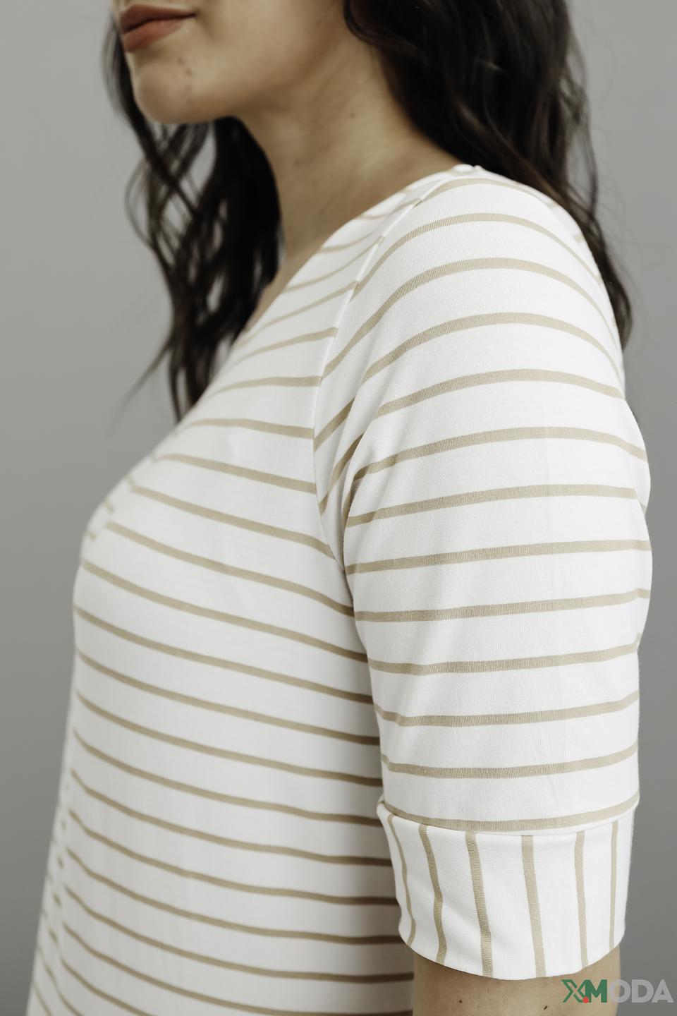 Футболка Bianca в полоску бежевая