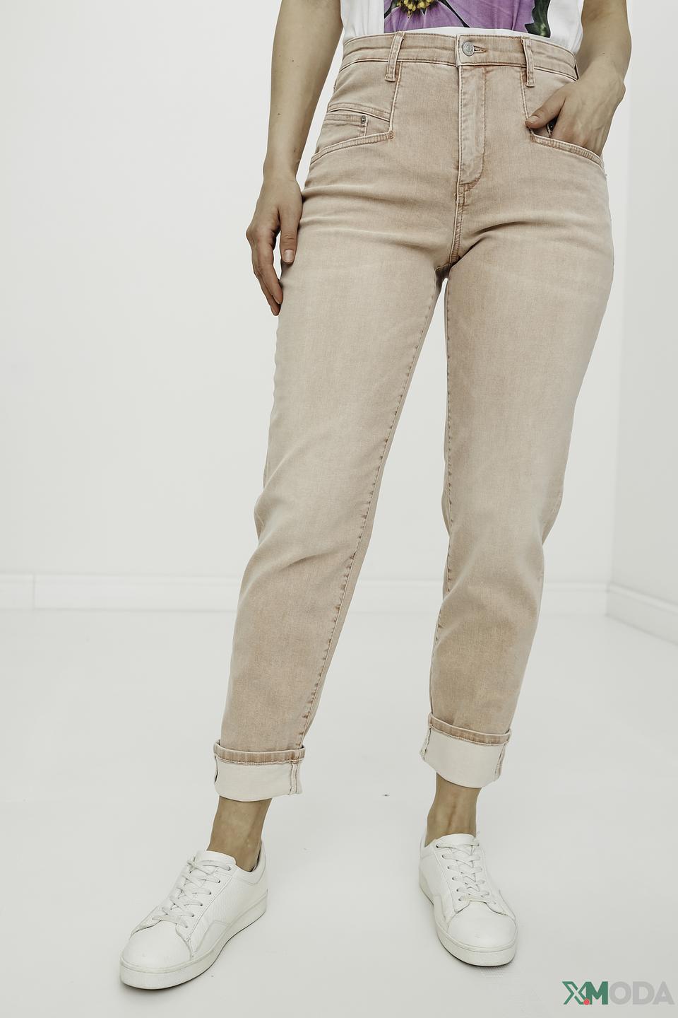 Брюки MAC слим-фит пудровый