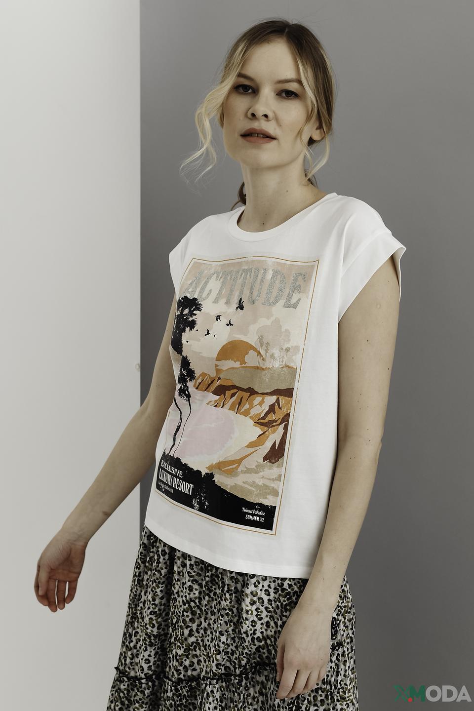 Футболка Twin Set с принтом "Attitude"