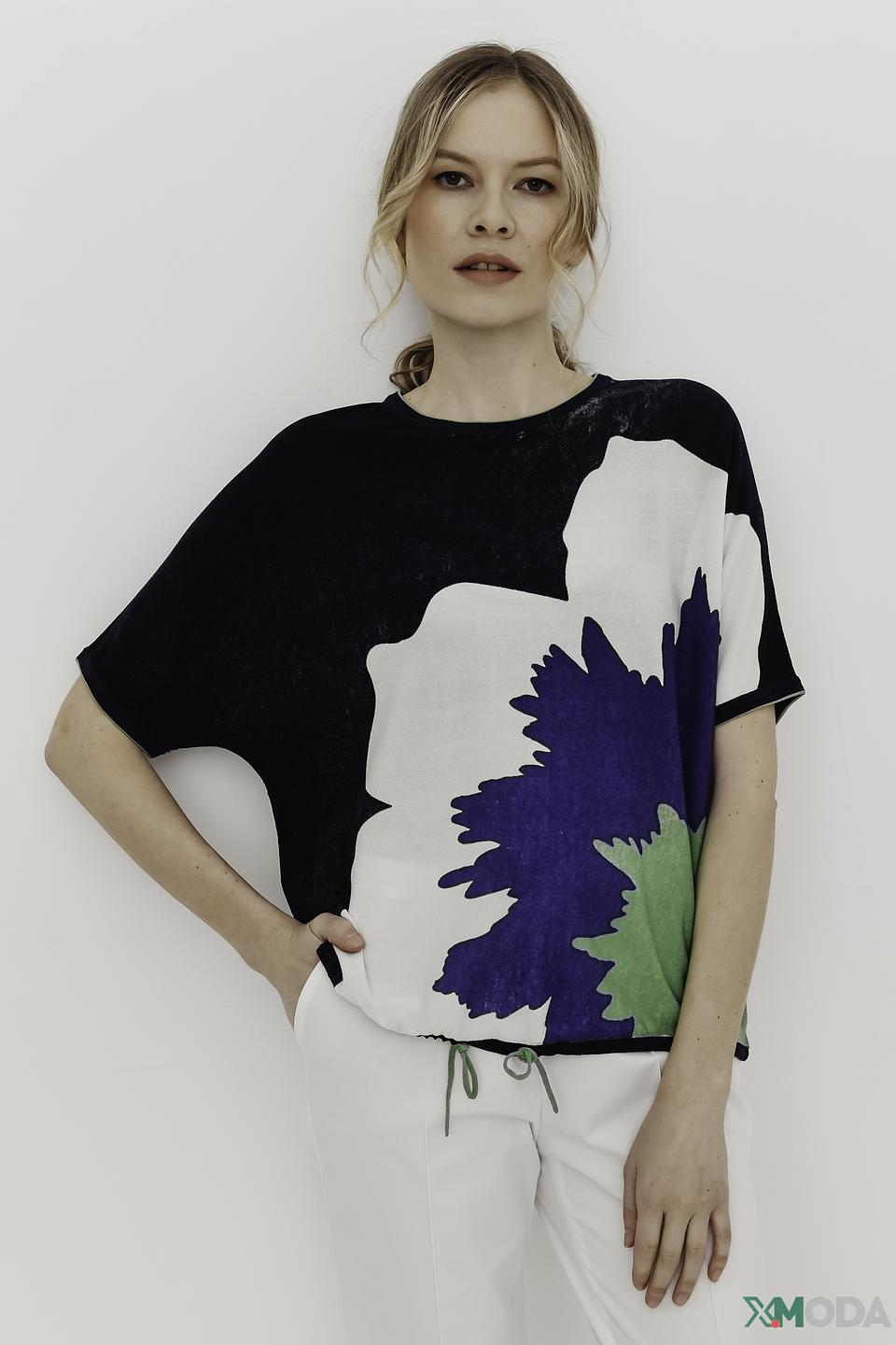 Пуловер Oui с цветочным принтом