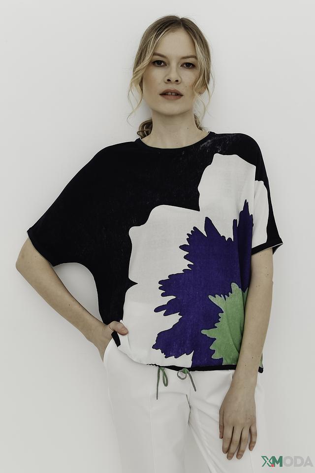 Пуловер Oui с цветочным принтом