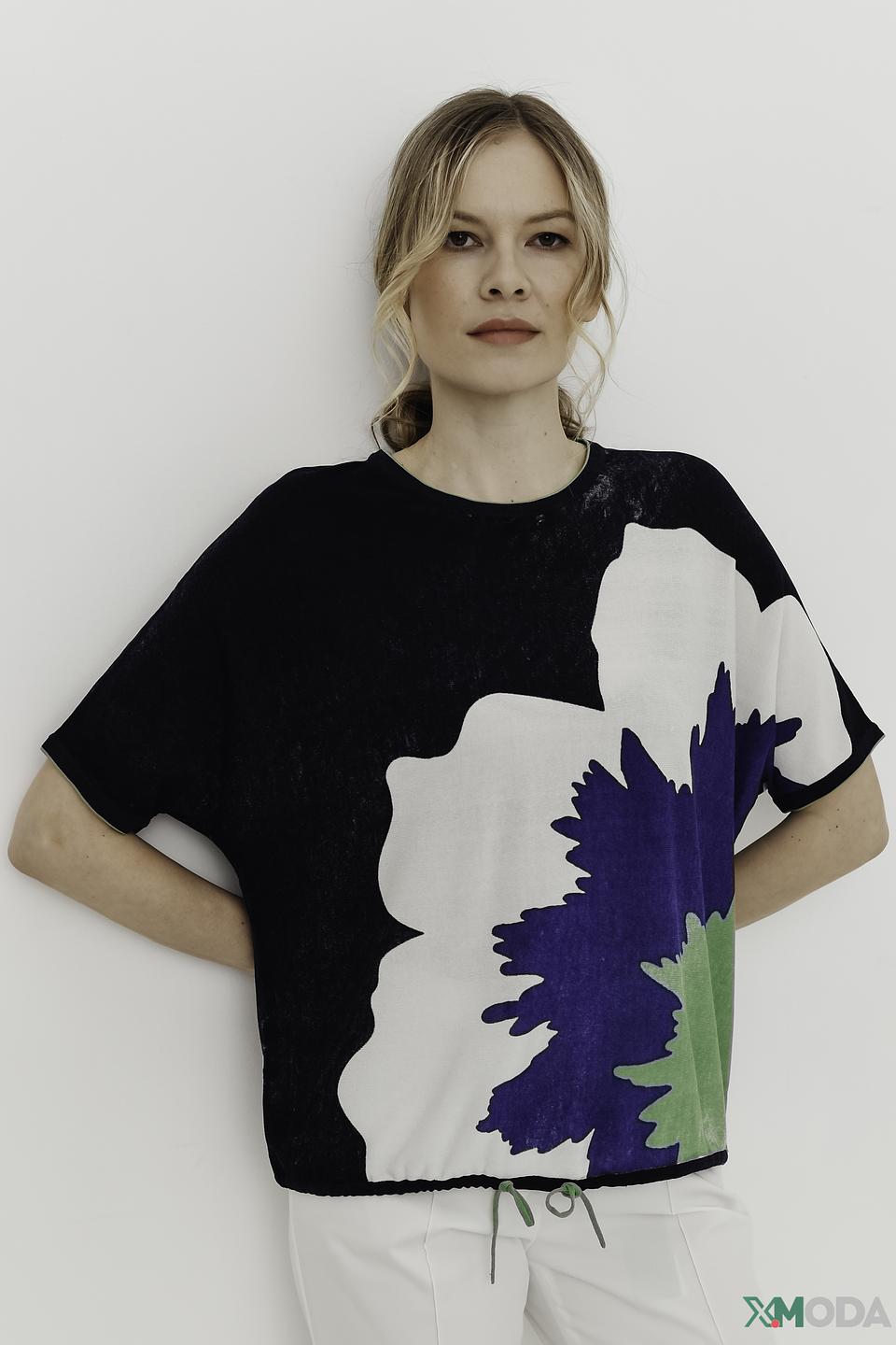 Пуловер Oui с цветочным принтом