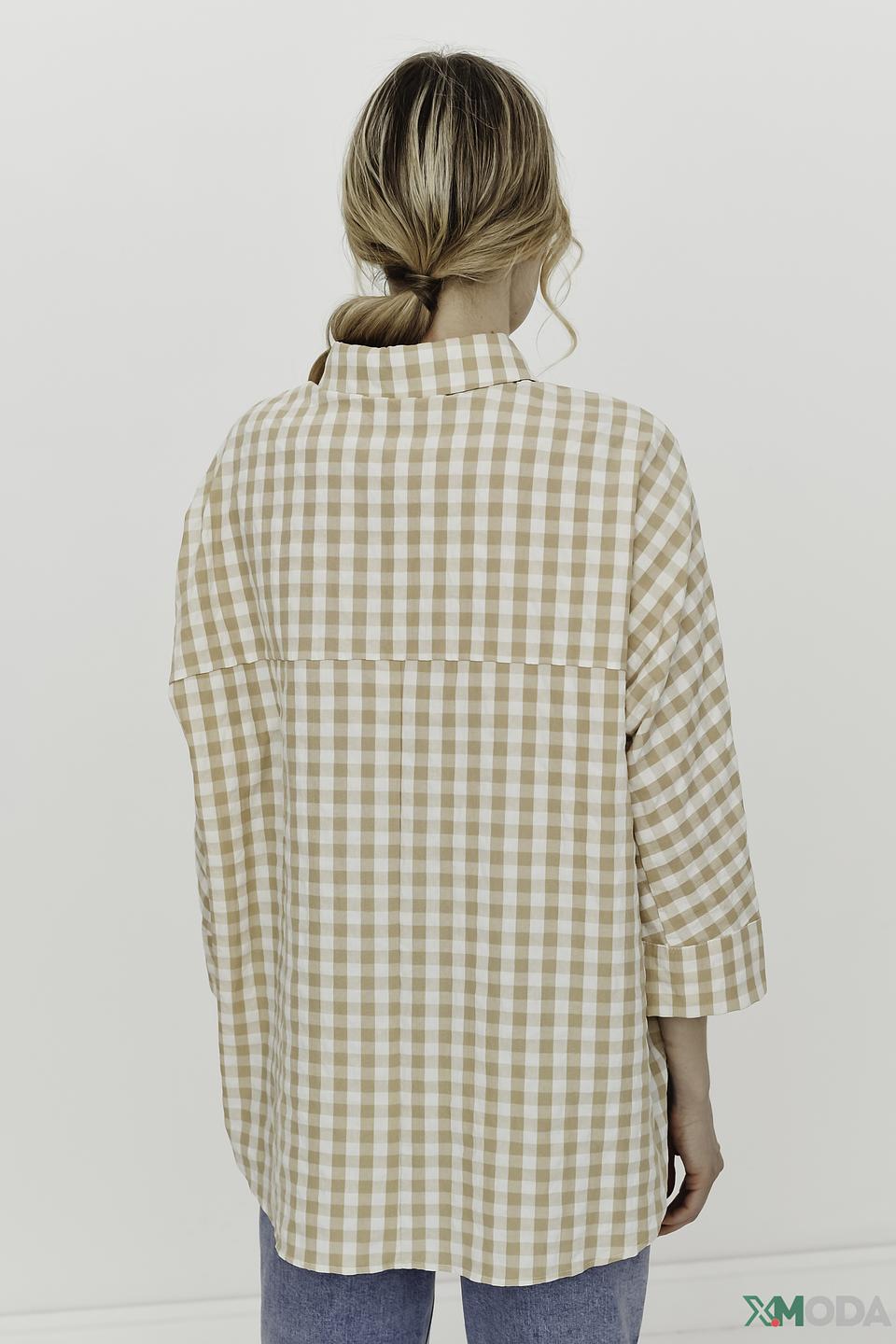 Рубашка Oui в клетку бежевая