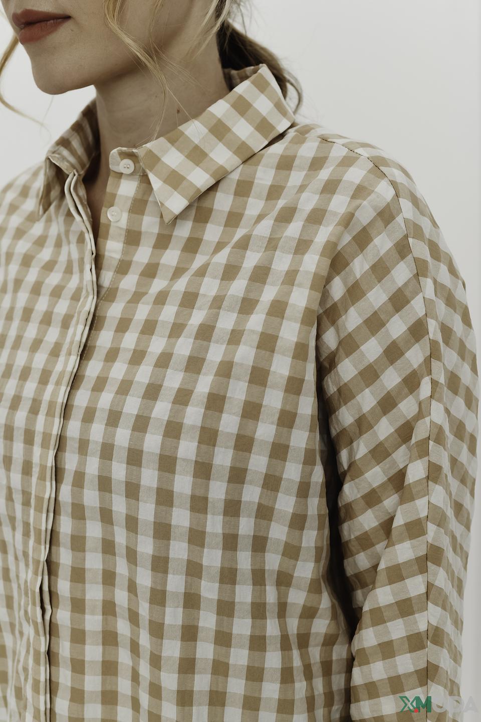 Рубашка Oui в клетку бежевая