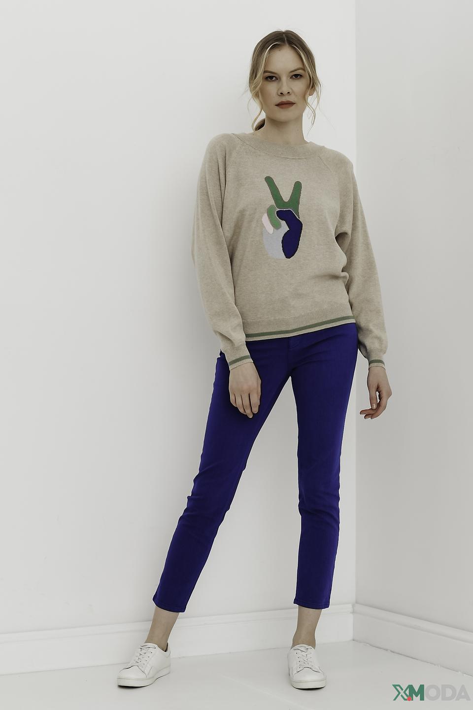 Брюки скинни Oui синие