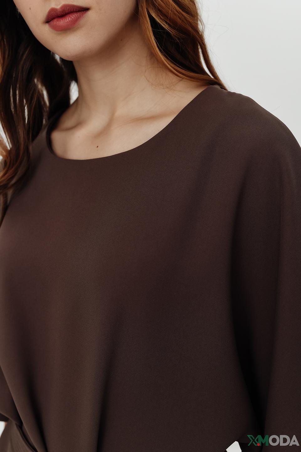 Блуза Mos Mosh с поясом коричневая