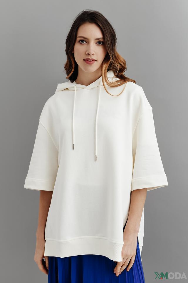 Пуловер Rich and Royal белый с капюшоном