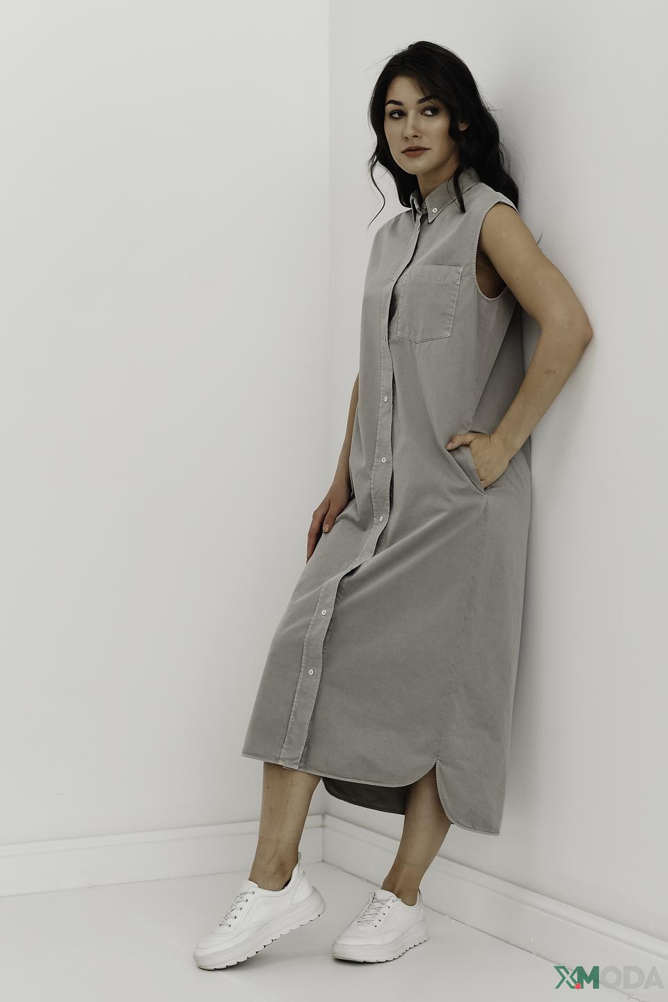 Платье Marc O'Polo бежевое, прямое, с пуговицами и карманами