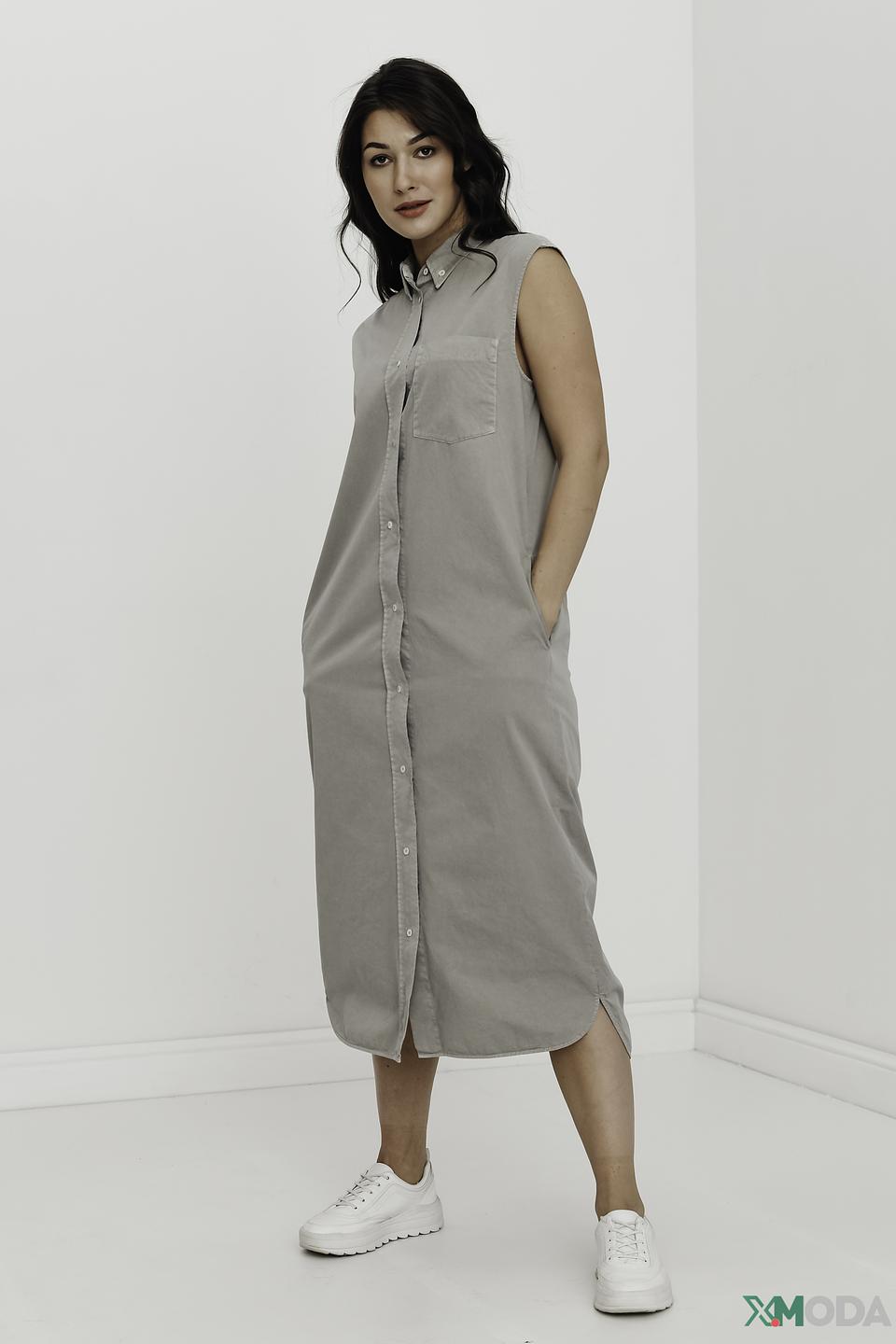 Платье Marc O'Polo бежевое, прямое, с пуговицами и карманами