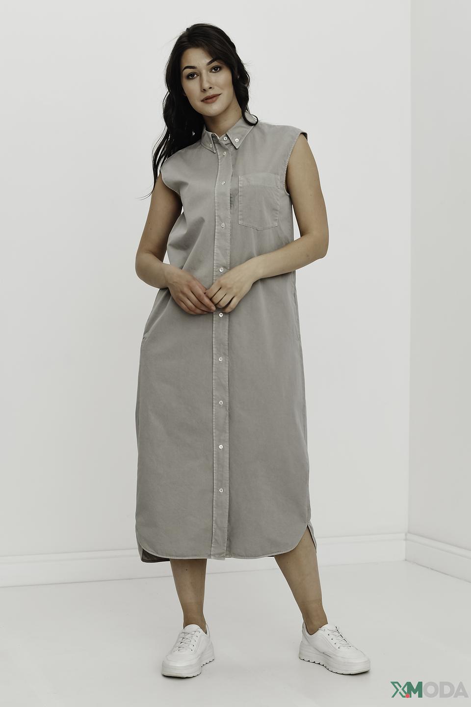 Платье Marc O'Polo бежевое, прямое, с пуговицами и карманами