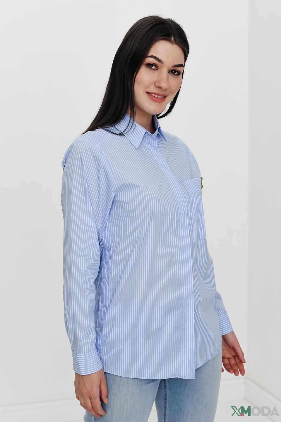 Рубашка Bianca в полоску голубую