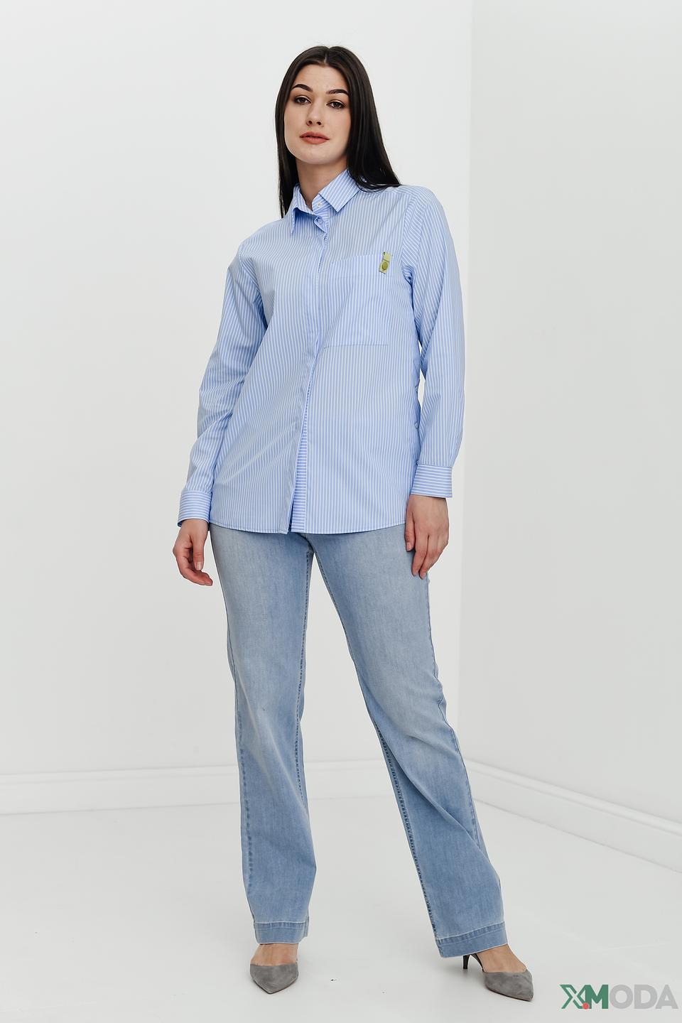 Рубашка Bianca в полоску голубую