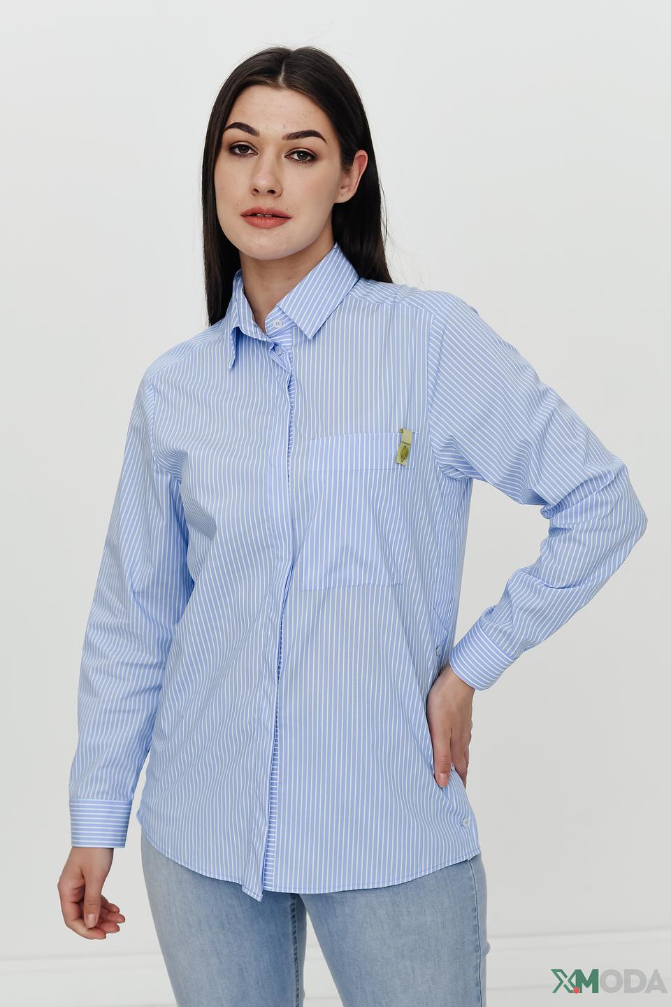Рубашка Bianca в полоску голубую