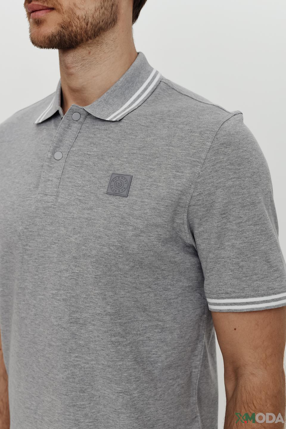 Поло Bugatti серое с логотипом