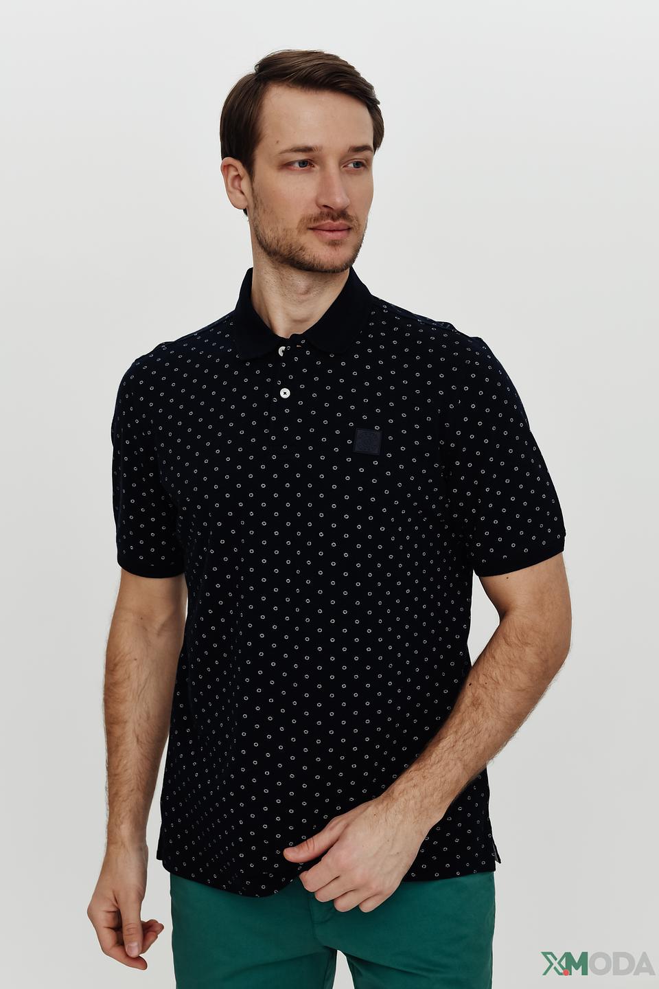 Поло Bugatti в горошек чёрный