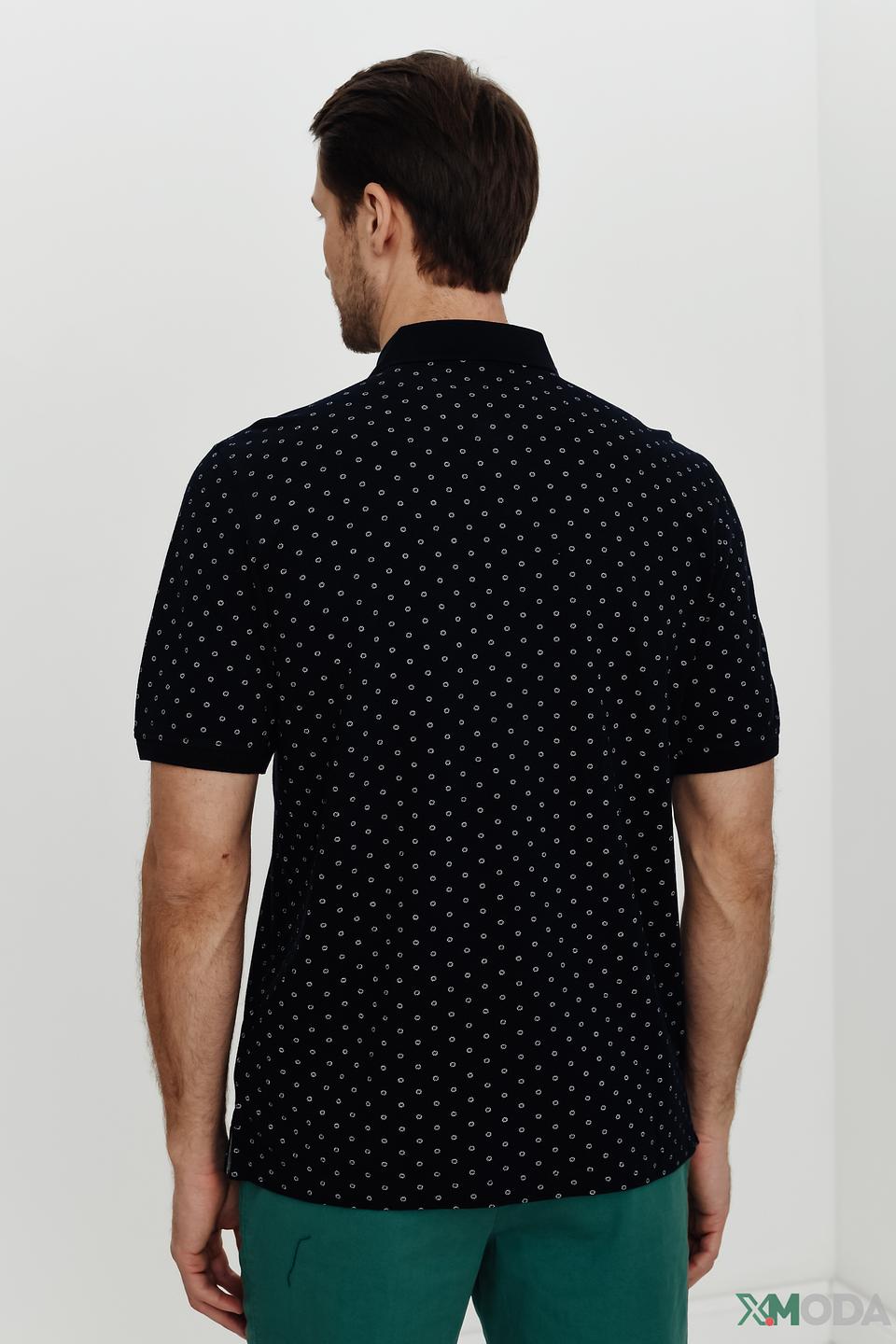 Поло Bugatti в горошек чёрный