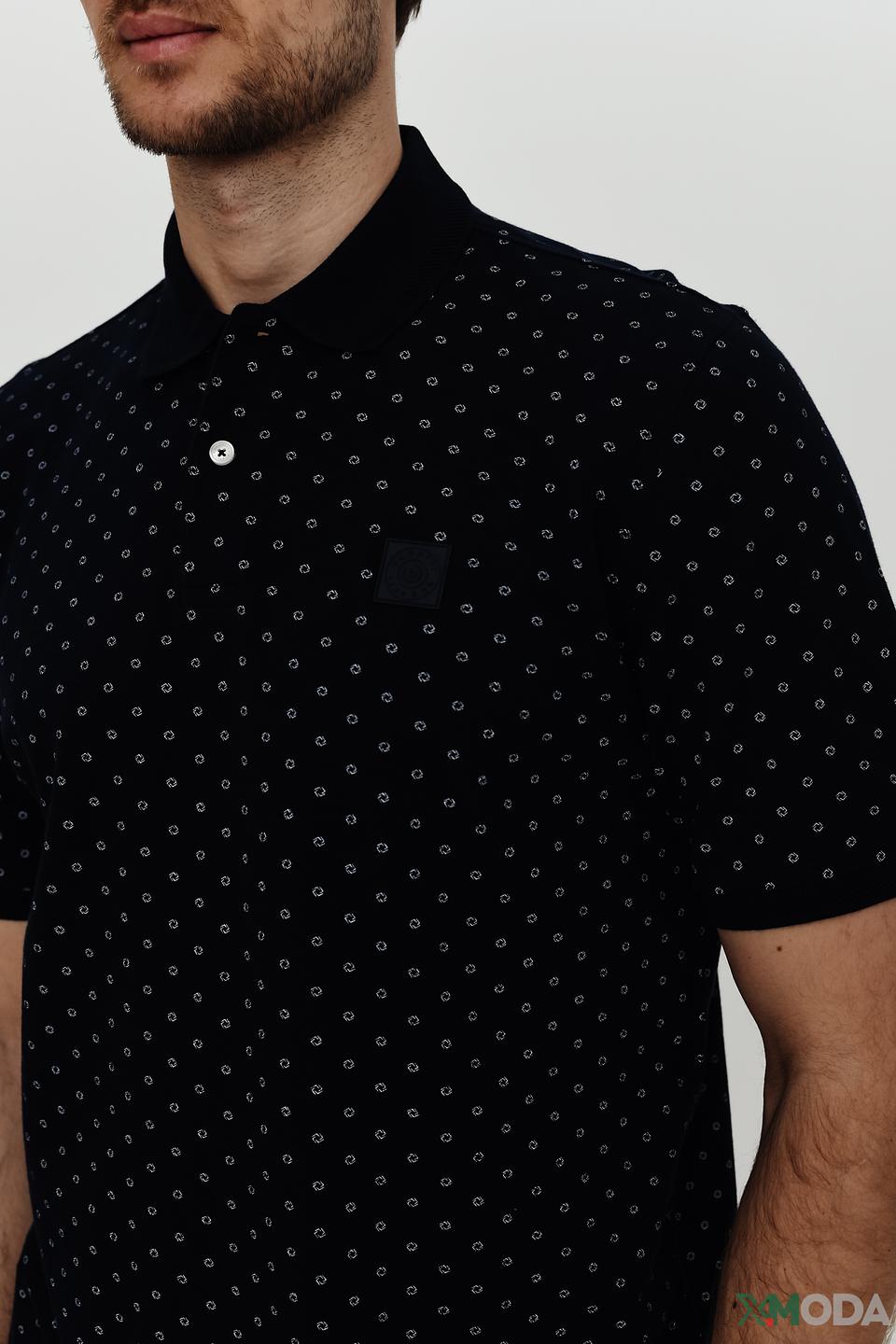 Поло Bugatti в горошек чёрный