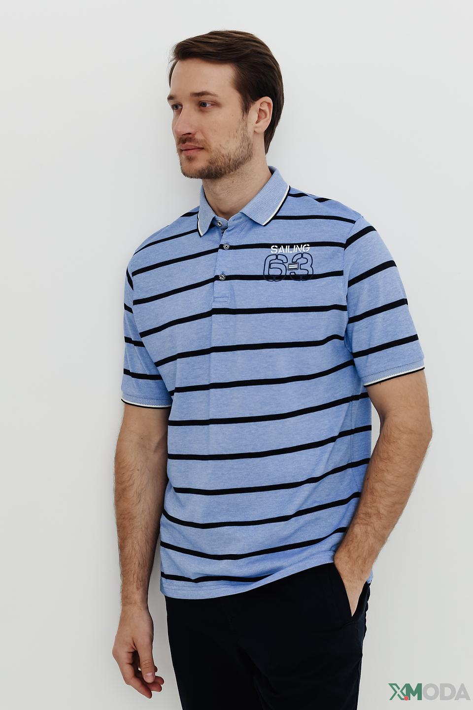 Поло Monte Carlo в полоску голубой