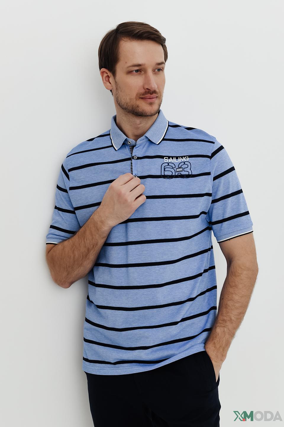 Поло Monte Carlo в полоску голубой