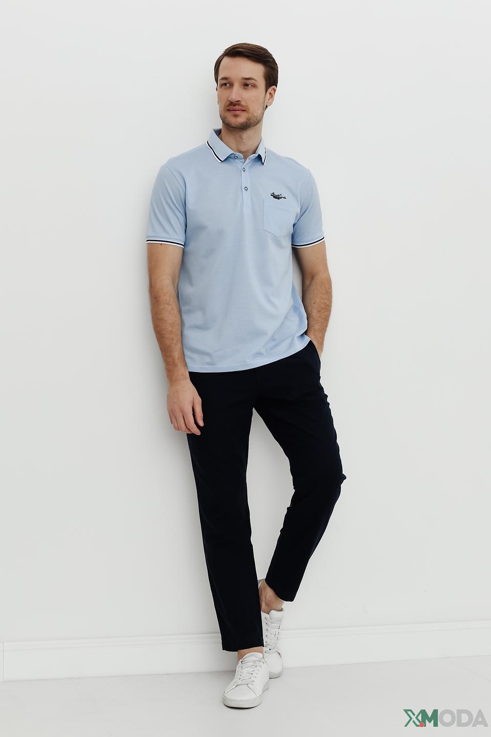 Поло Monte Carlo голубое с полоской